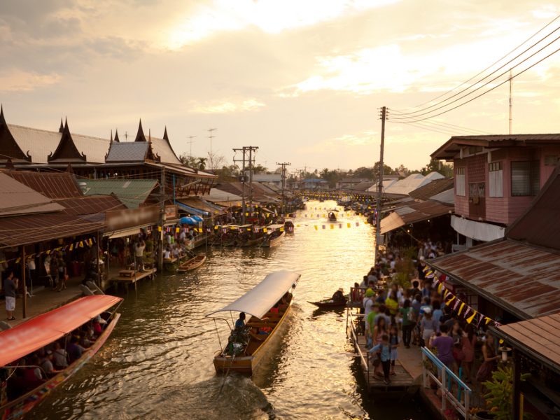 Floating market on sunset, Amphawa Thailand