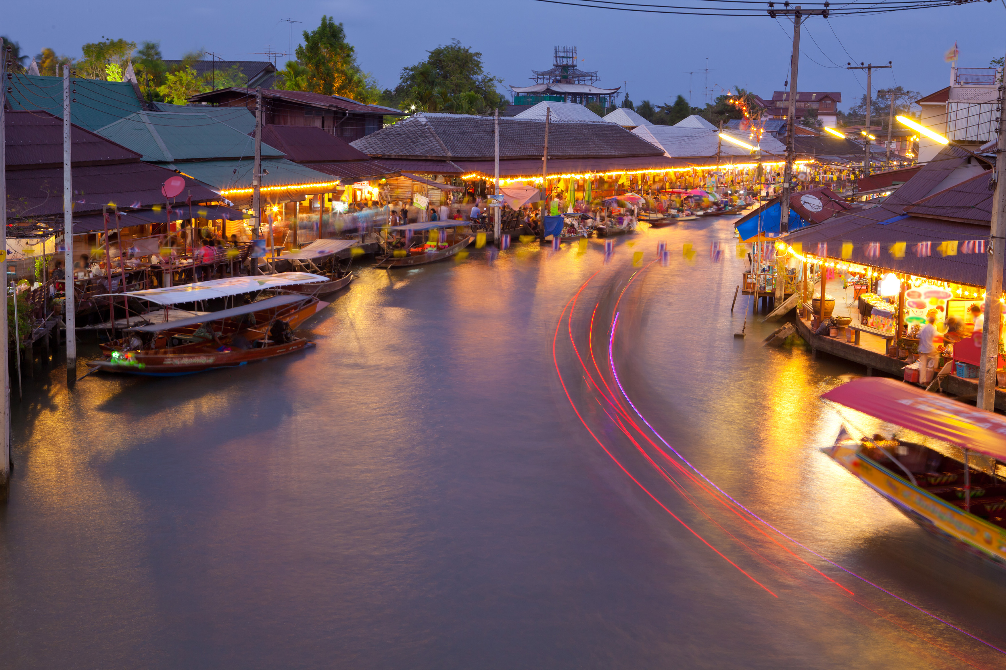 Floating market at night