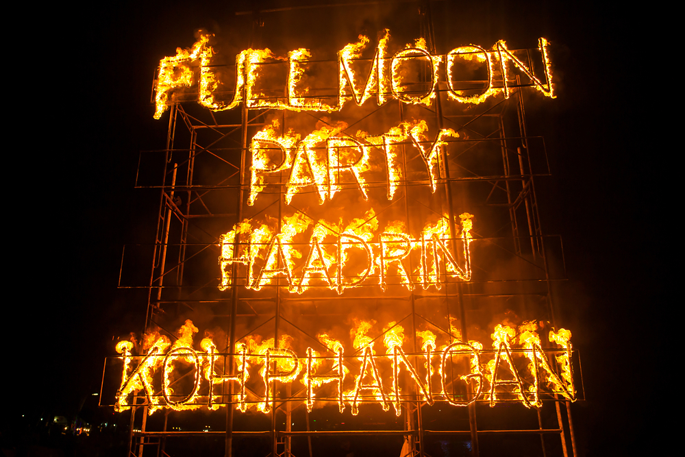 PHANGAN, THAILAND - MAY 15, 2014, There are about 10,000 people every month at this Phangan beach Full moon party, on May 15, 2014 in Koh Phangan , Thailand .