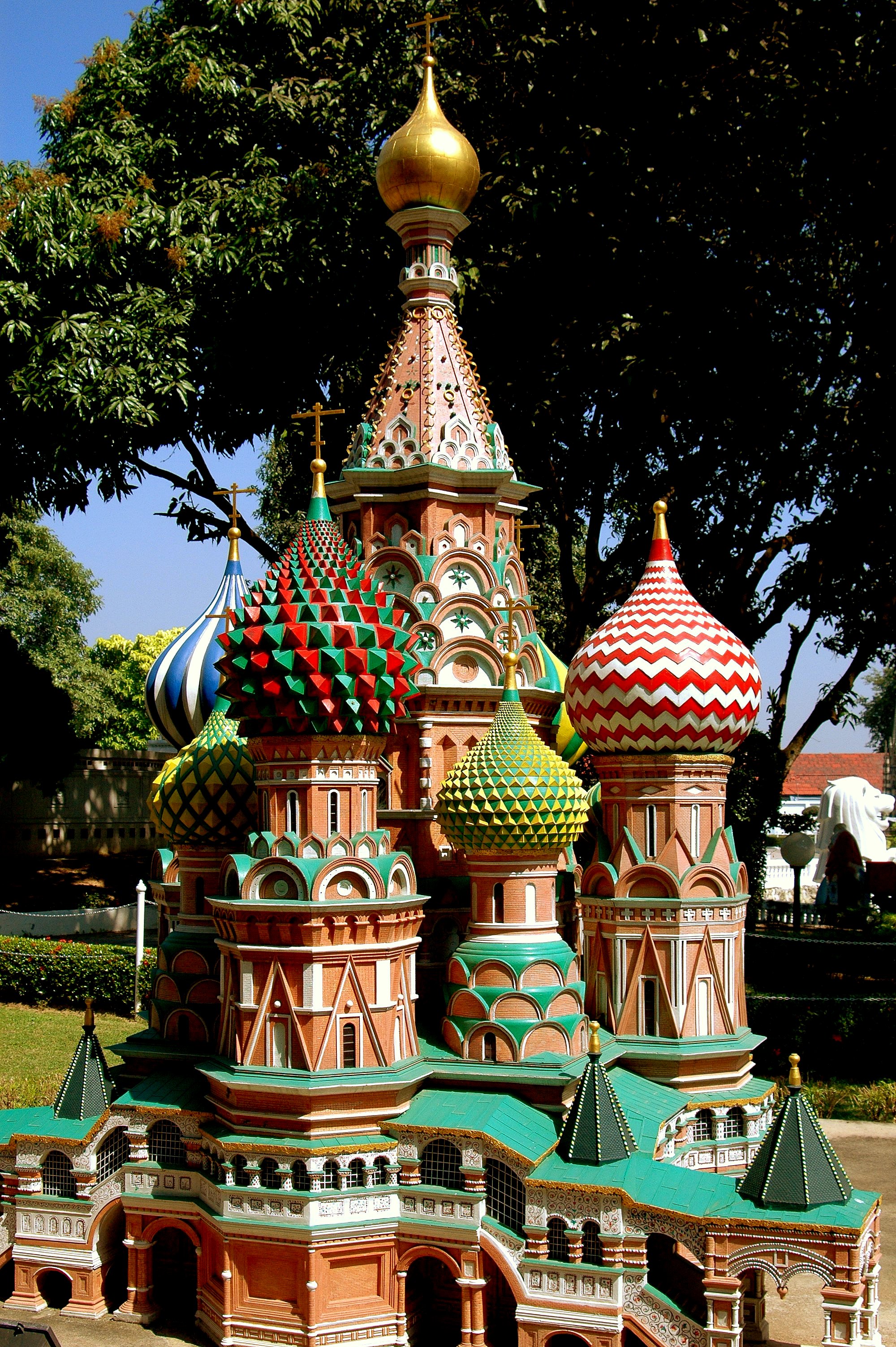 Pattaya, Thailand - December 30, 2005: Replica of St. Basil's Cathedral in Moscow's Red Square in miniature at Mini Siam outdoor theme park